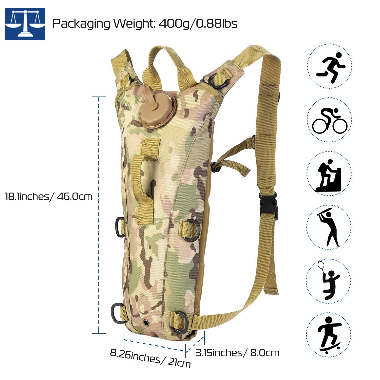 3L Tactical Hydration Pack - Premium Water Bladder Backpack for Outdoor Adventures