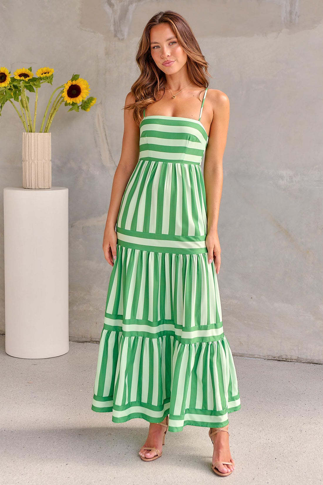 Breezy Striped Maxi Dress with Adjustable Straps and Pockets