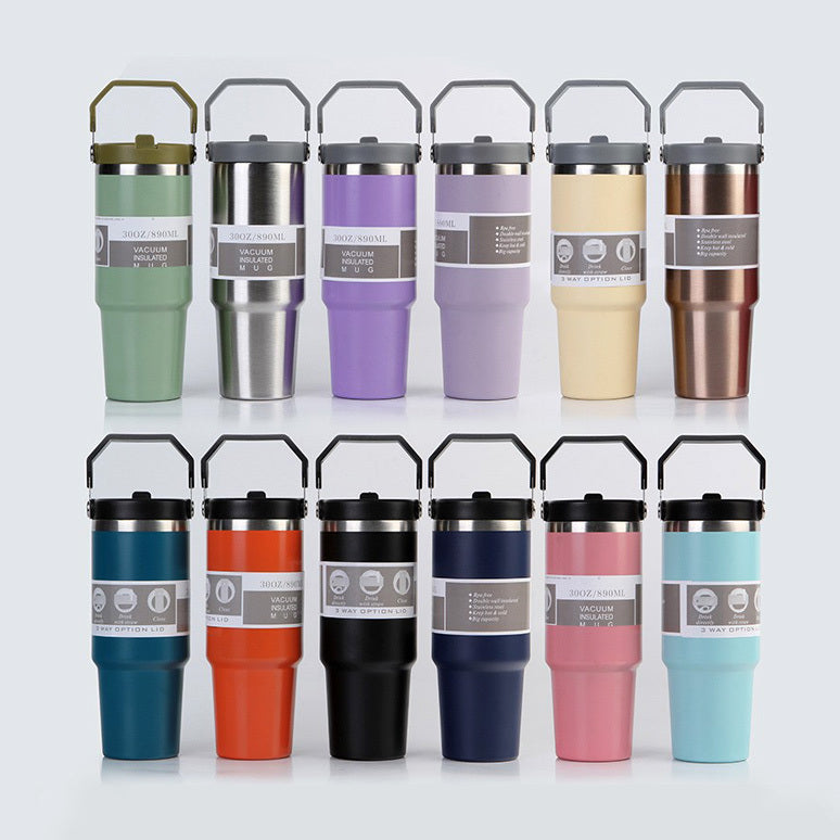 30oz Insulated Stainless Steel Tumbler with Handle - Adventure-Ready Travel Mug