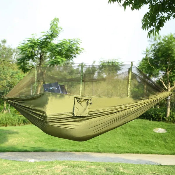 Portable Double Hammock with Mosquito Net for Camping & Hiking – 600 lbs Max