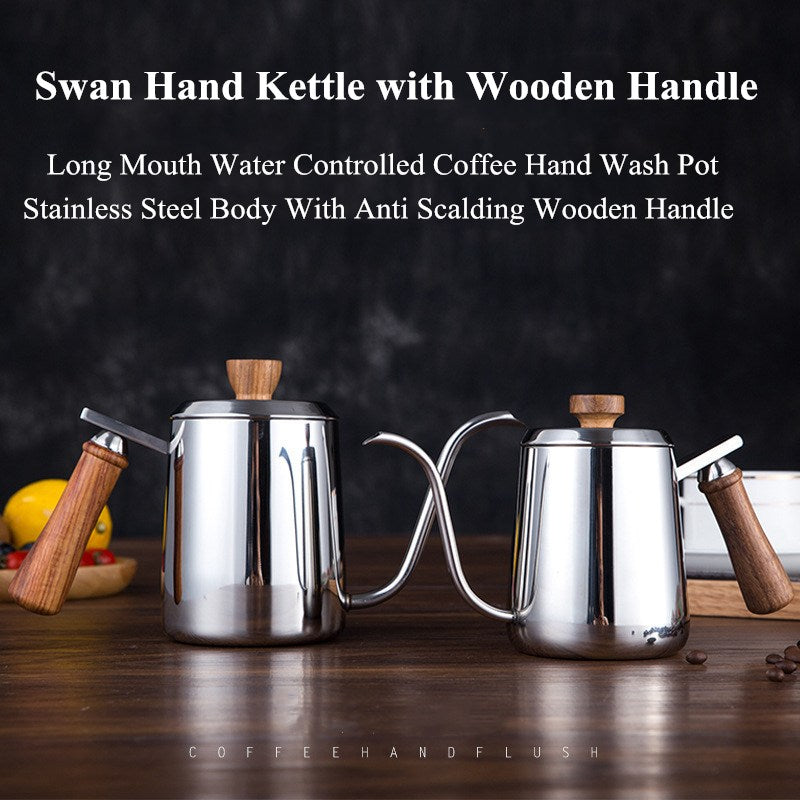 Swan Hand Kettle with Wooden Handle