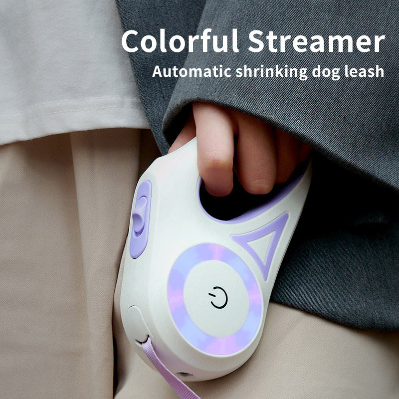LED Dog Leash with Built-In Spotlight - 16ft Retractable for Night Safety