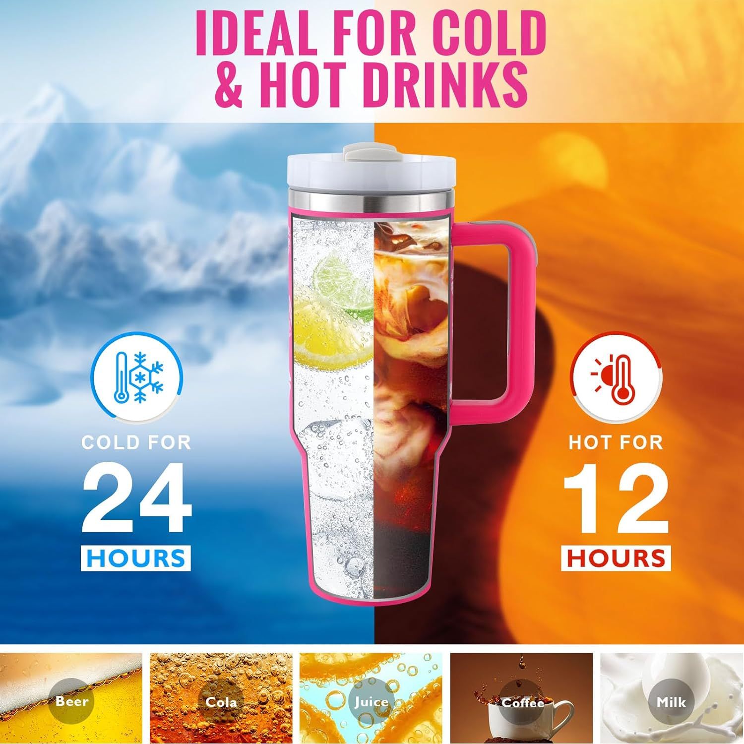 Precision 40oz Stainless Steel Tumbler with Handle – Durable, Leak-Proof, and Travel-Ready